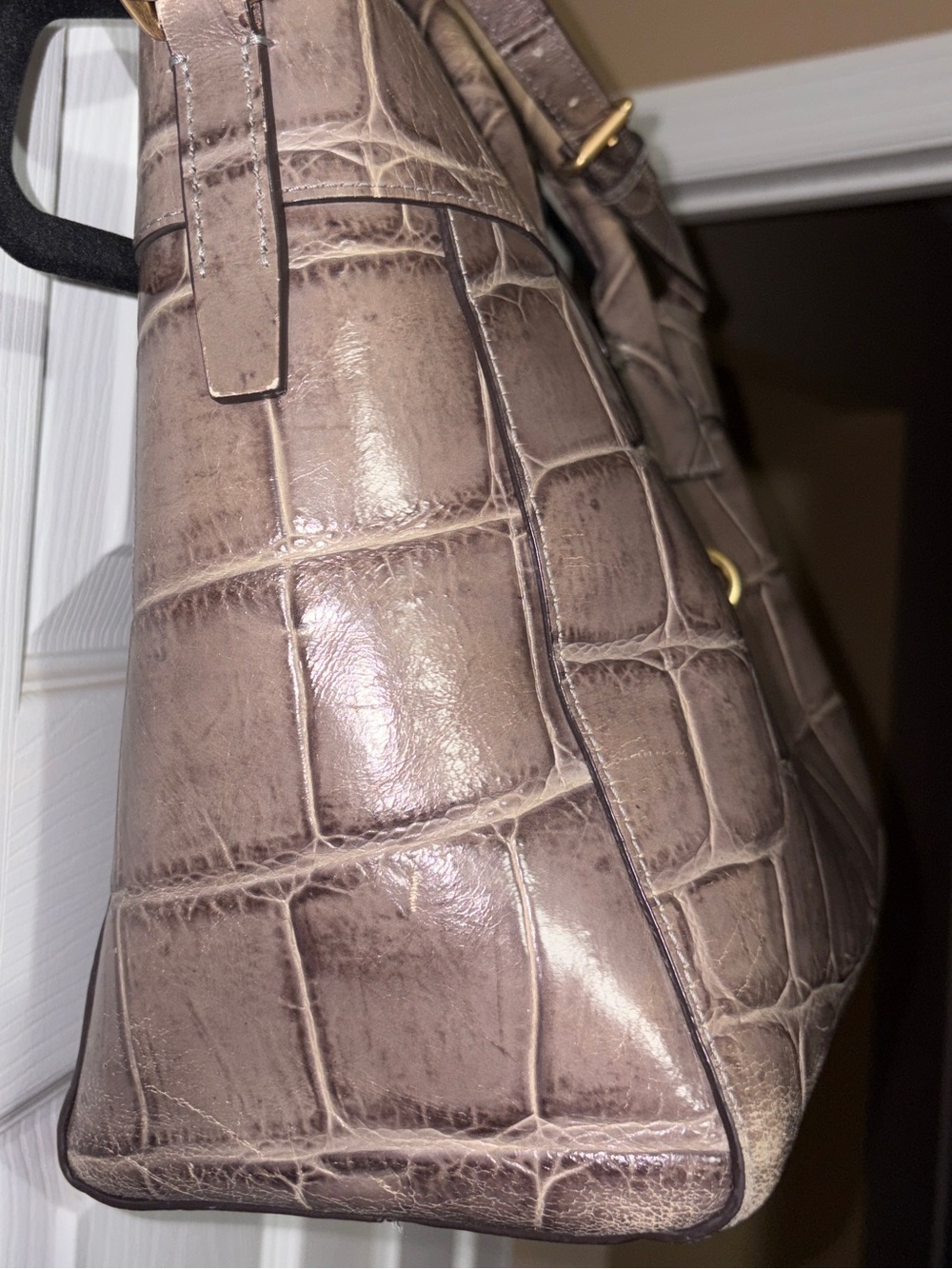 Dooney & Bourke Large Amelie gray crocodile-embossed Tote & Crossbody GUC - Picture 3 of 13